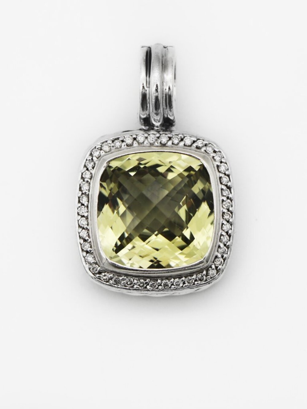 David Yurman Albion Prasiolite & Diamond Halo Enhancer Pendant